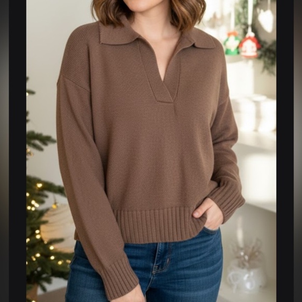 Lulu's Brown V-Neck Sweater